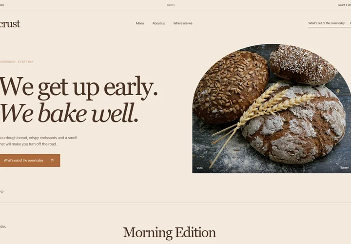 First screen of the site crust
