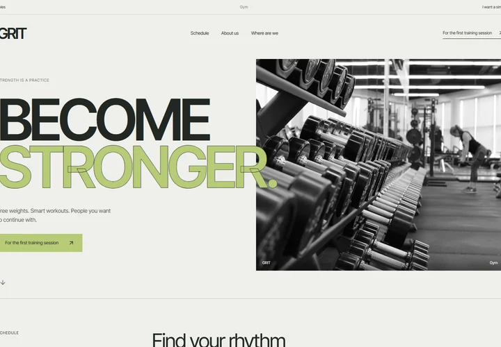 First screen of the site GRIT