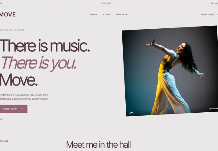 First screen of the site MOVE