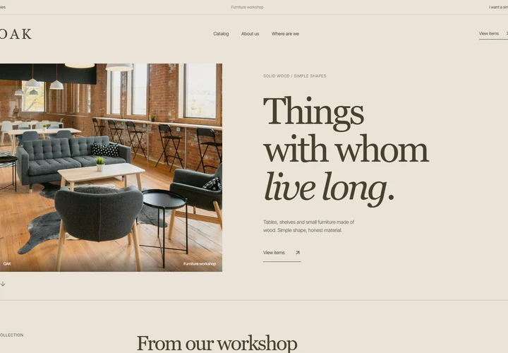 First screen of the site OAK