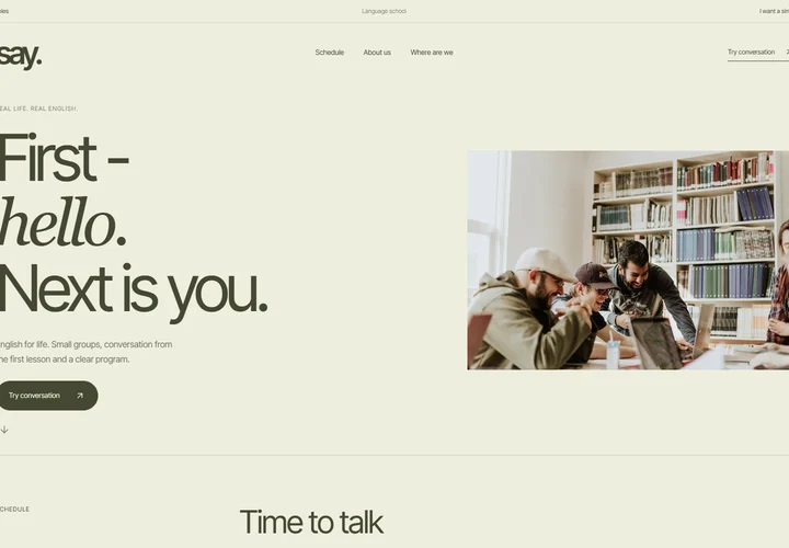First screen of the site say.