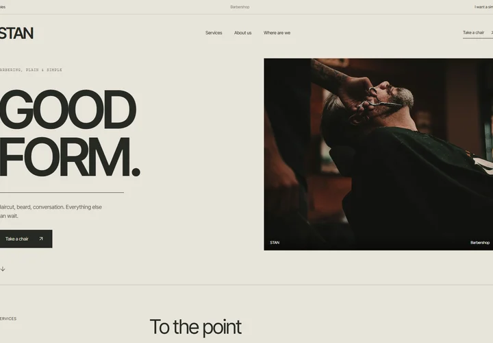 First screen of the site STAN