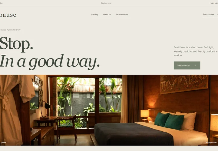 First screen of the site pause