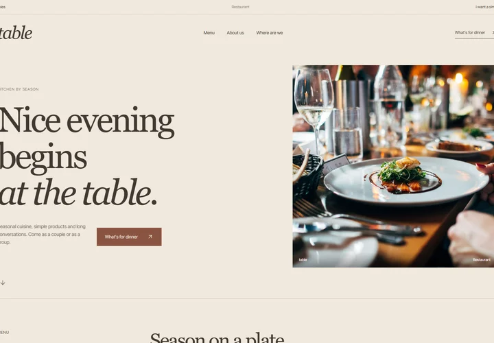 First screen of the site table