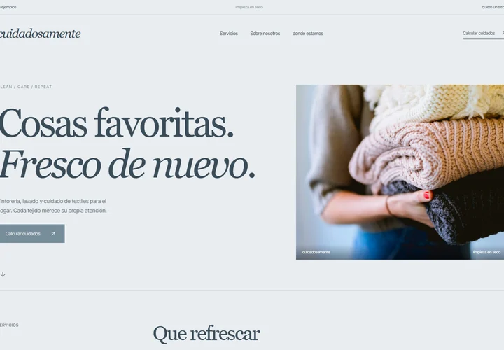 Primera pantalla del sitio. cuidadosamente
