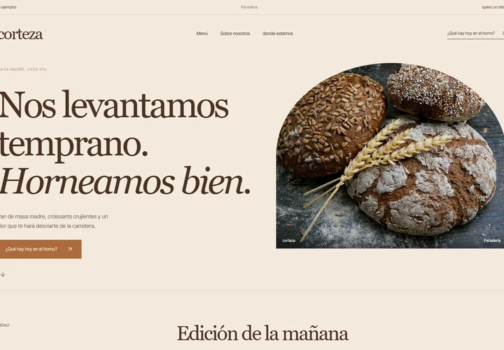 Primera pantalla del sitio. corteza
