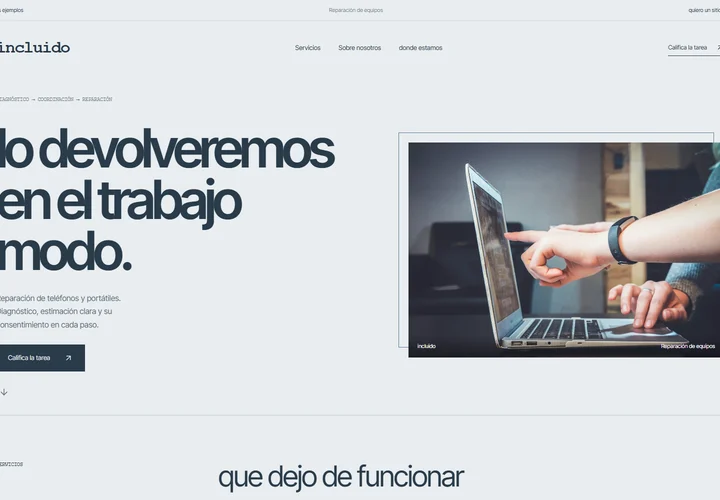 Primera pantalla del sitio. incluido