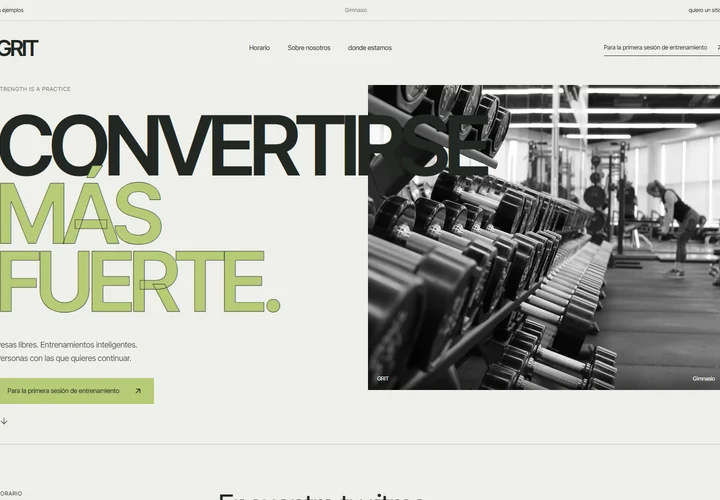 Primera pantalla del sitio. GRIT