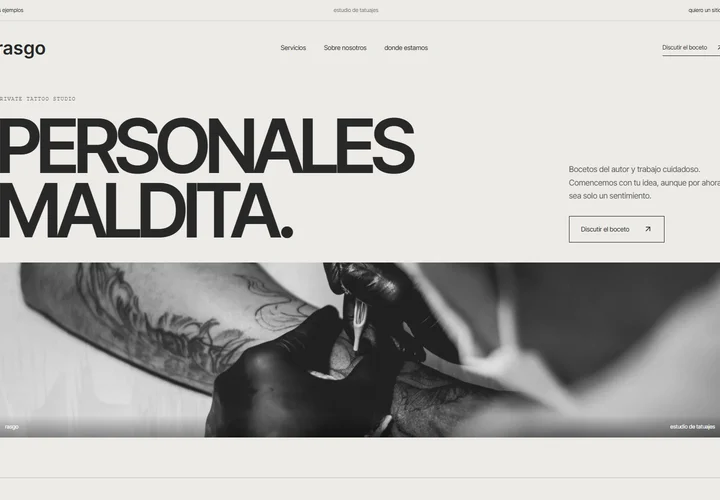 Primera pantalla del sitio. rasgo