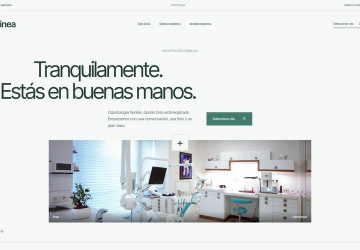 Primera pantalla del sitio. linea