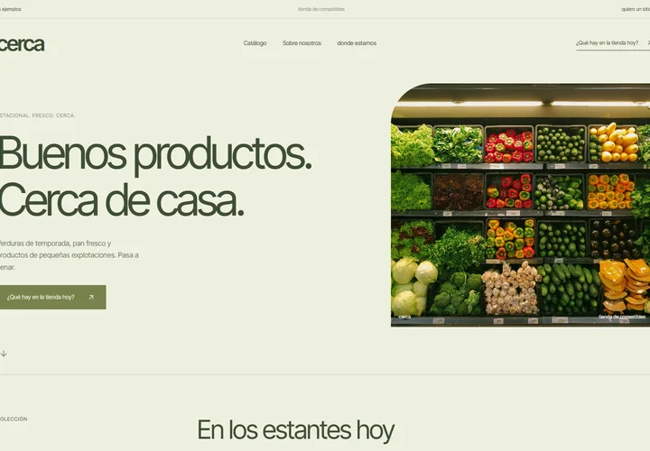 Primera pantalla del sitio. cerca