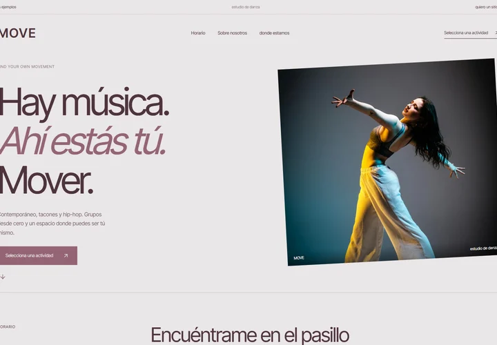 Primera pantalla del sitio. MOVE