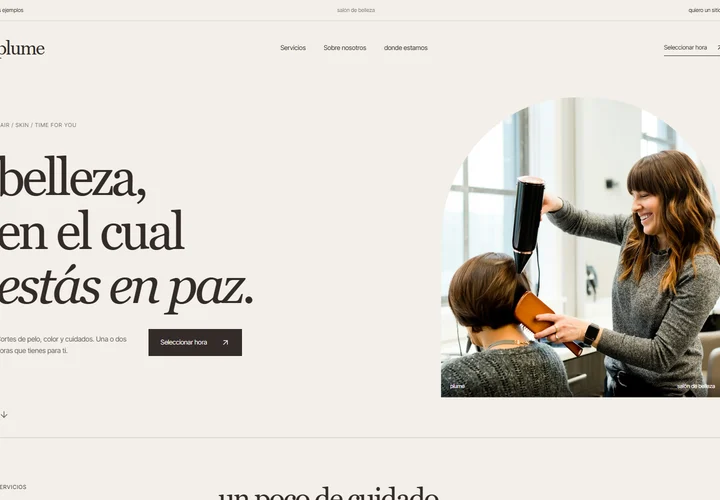 Primera pantalla del sitio. plume