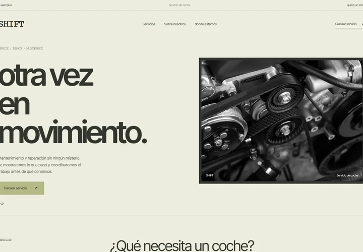 Primera pantalla del sitio. SHIFT