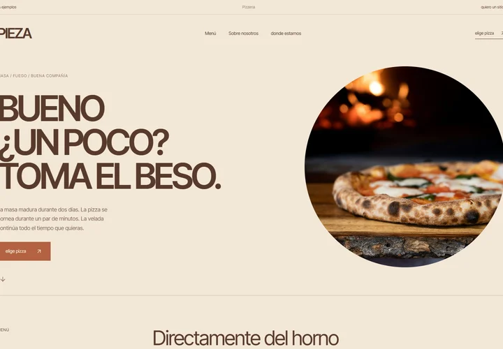 Primera pantalla del sitio. PIEZA