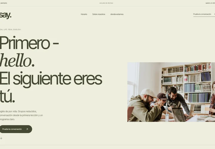 Primera pantalla del sitio. say.