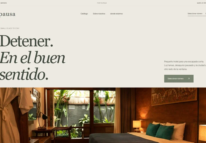 Primera pantalla del sitio. pausa