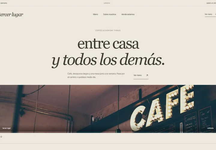 Primera pantalla del sitio. tercer lugar