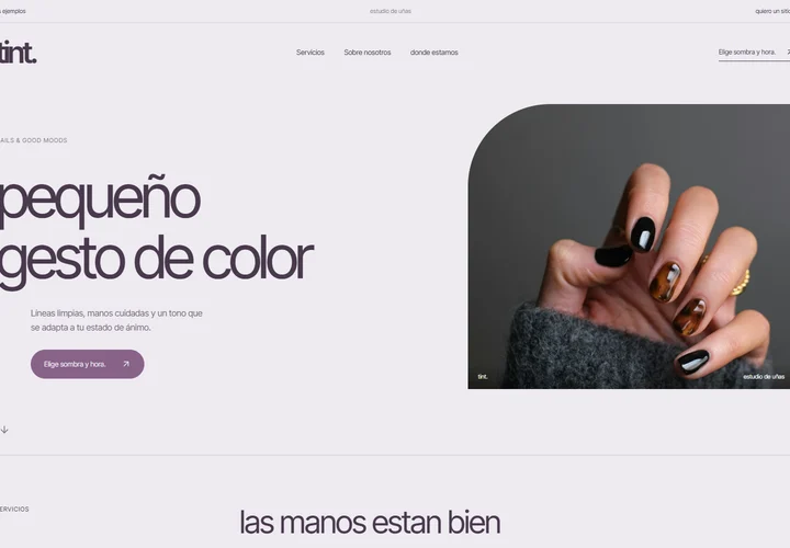 Primera pantalla del sitio. tint.