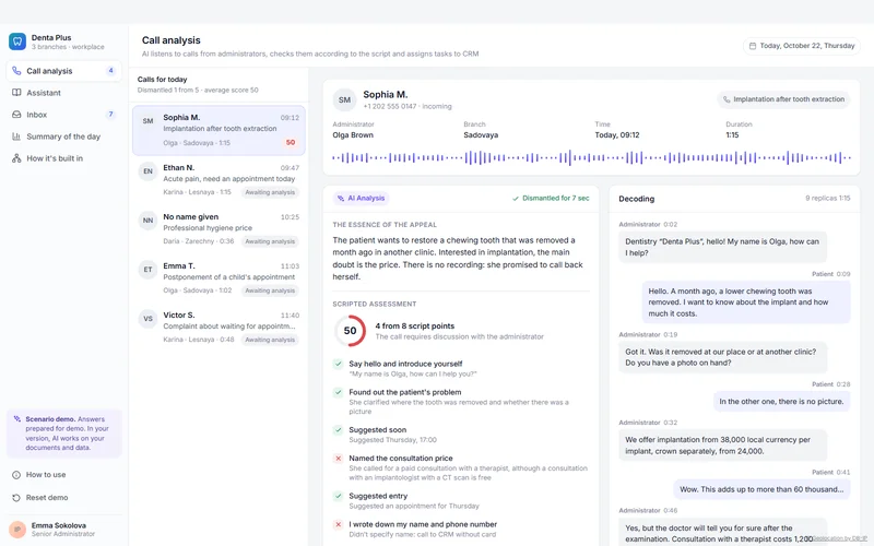 Demo of AI in the work of a clinic