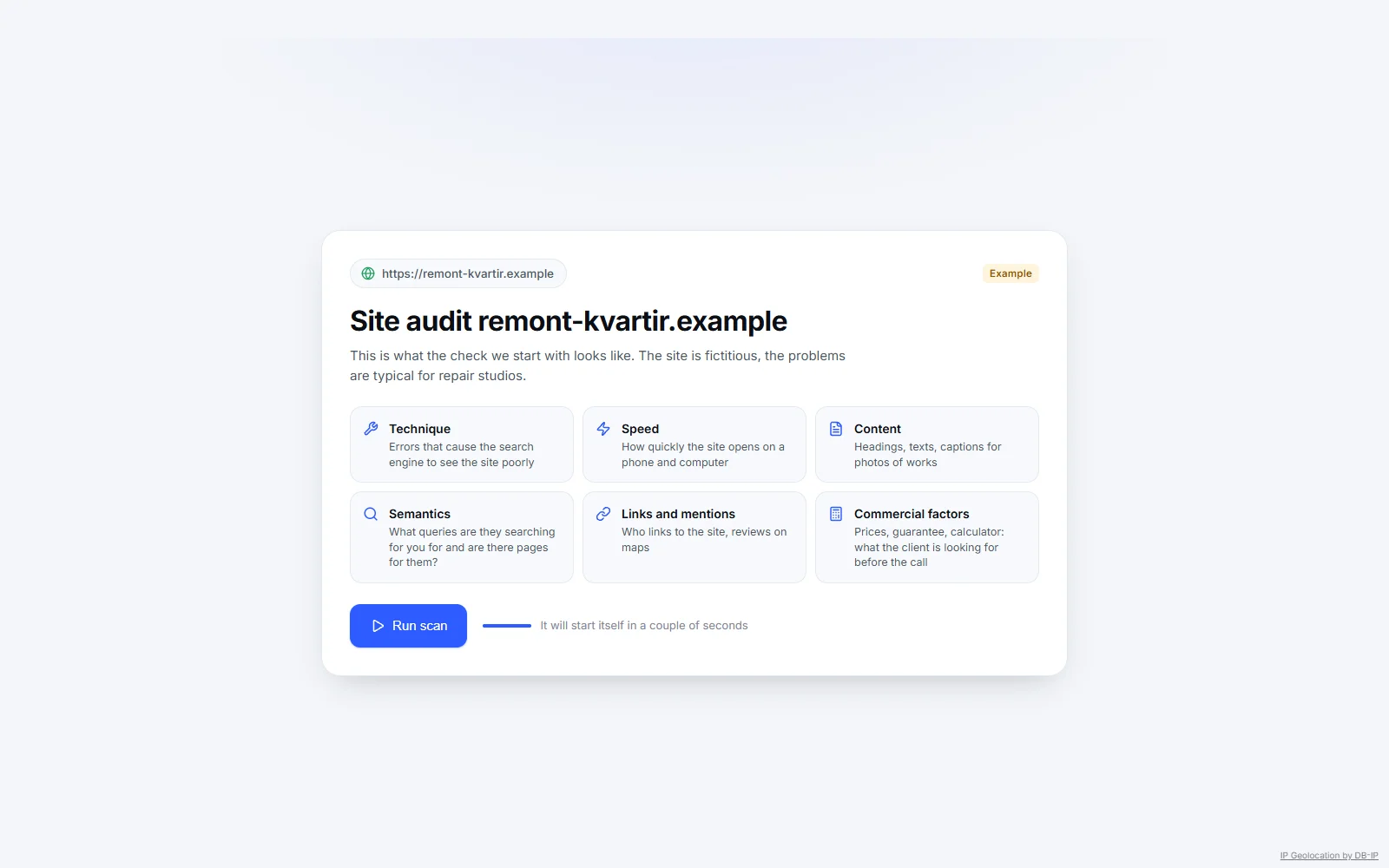 Example of a website SEO audit: summary of problems and overall assessment