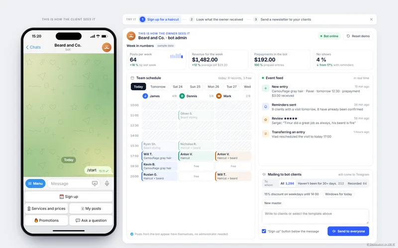 Demo Telegram bot for recording in a barbershop