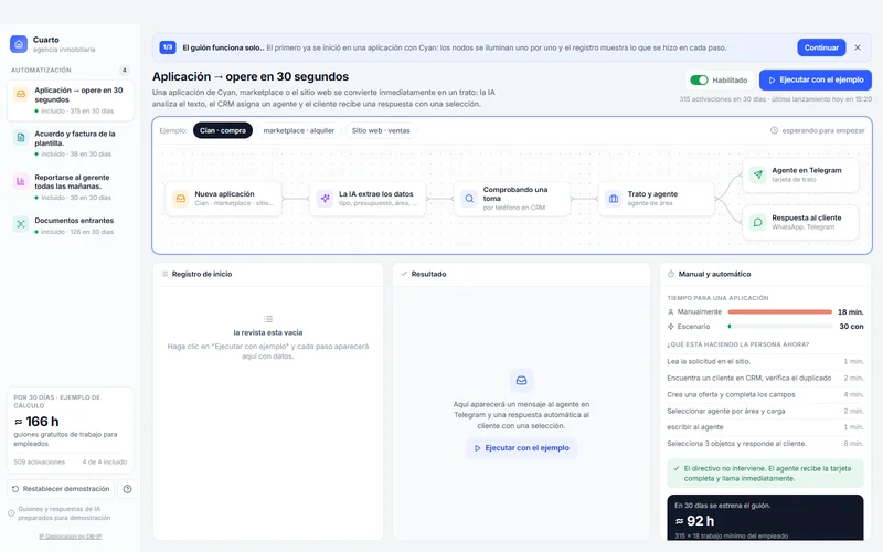 Demostración de automatización de agencias inmobiliarias