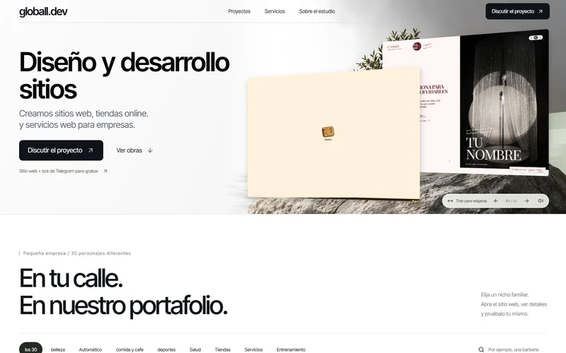 Ejemplos de sitios web de estudios