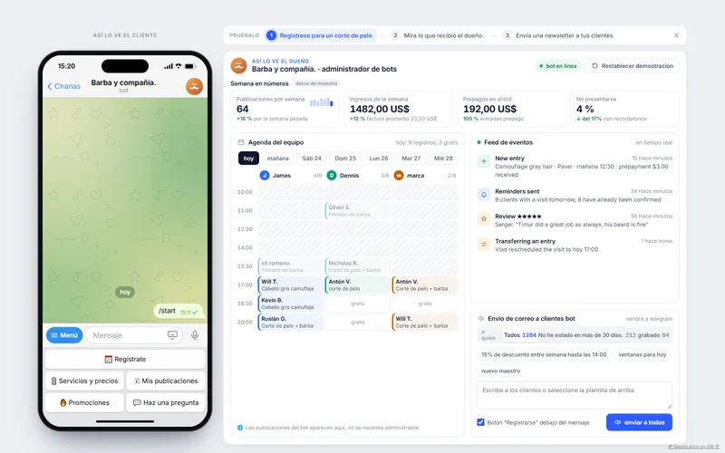 Demostración del bot de Telegram para grabar en una barbería